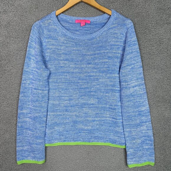 Lilly Pulitzer Zaylia Sweater Women’s Large | Blue Marl with Green Trim - Picture 10 of 10